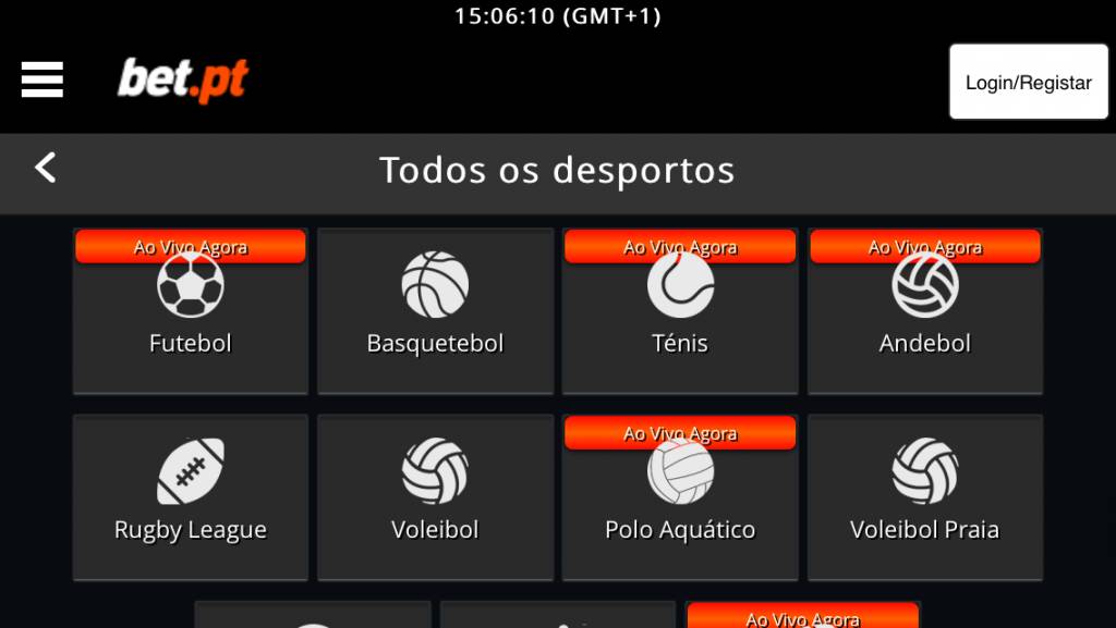 Bet pagina desportos movel